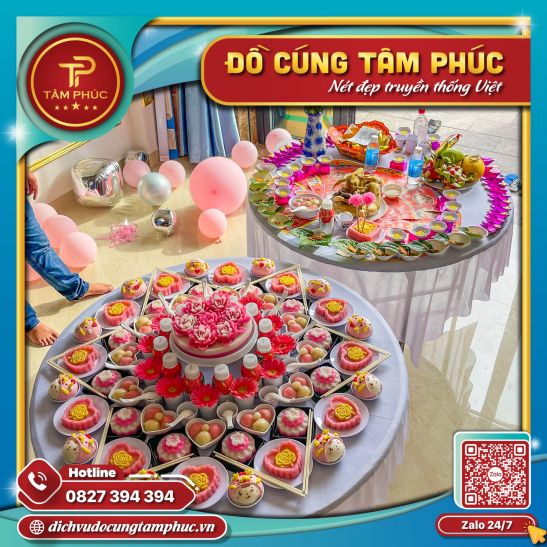 Hình ảnh mâm cúng đầy tháng cho bé gái