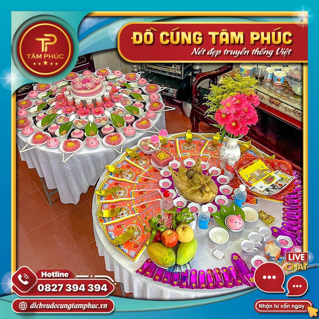 Lễ vật trên mâm cúng đầy tháng cho bé gái