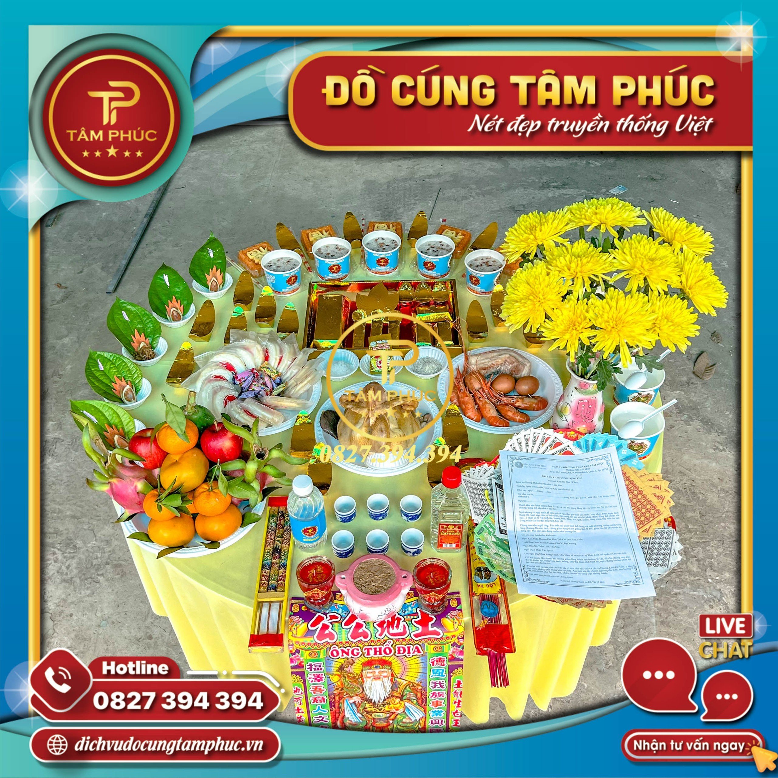 Lễ vật trên mâm cúng động thổ